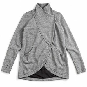 Lululemon Bhakti Yoga Jacket Heathered Grey Wrap Snap Womens Size 10